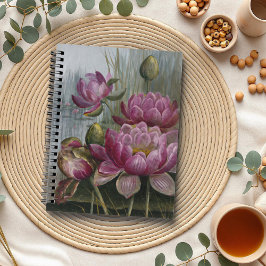 Ellis Rowan Pink Water Lily  Flowers Notitieboek
