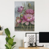 Ellis Rowan Pink Water Lily Flowers Poster (Thuiskantoor)