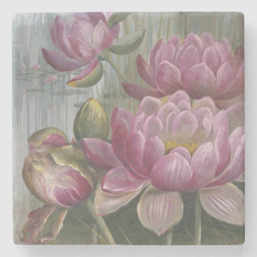 Ellis Rowan Pink Water Lily  Flowers Stenen Onderzetter (Voorkant)