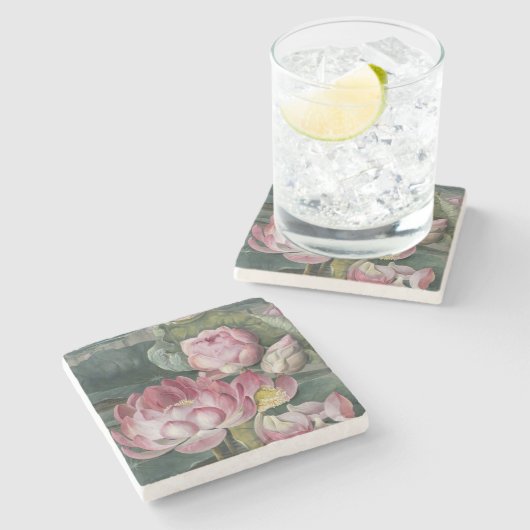Ellis Rowan Sacred Lotus Water Lily  Flower Stenen Onderzetter (Zijkant)