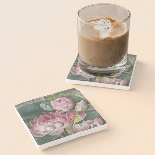 Ellis Rowan Sacred Lotus Water Lily  Flower Stenen Onderzetter