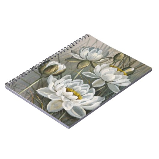 Ellis Rowan White Water Lily  Flowers Notitieboek (Linkerzijde)