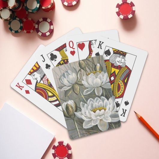 Ellis Rowan White Water Lily Flowers Pokerkaarten