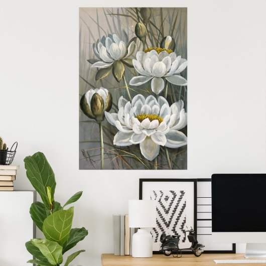 Ellis Rowan White Water Lily  Flowers Poster (Thuiskantoor)