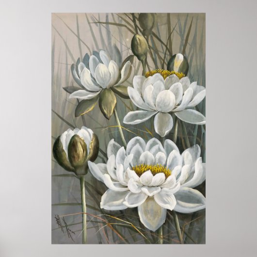 Ellis Rowan White Water Lily  Flowers Poster (Voorkant)
