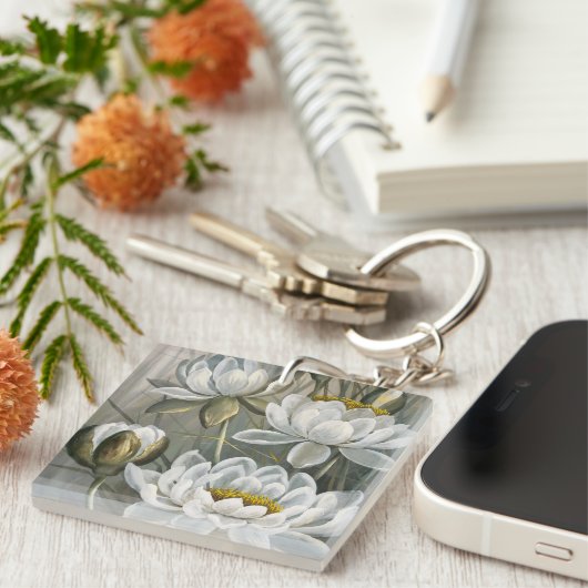 Ellis Rowan White Water Lily  Flowers Sleutelhanger (Voorkant Rechts)