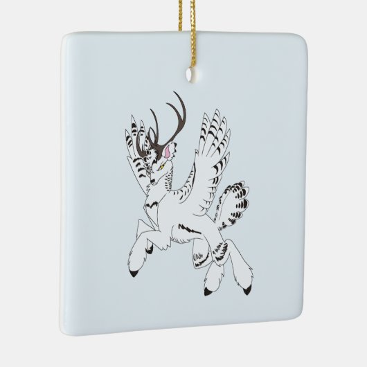 Ellis-Untamed Arctic OC Fantasy Winged Reindeer Keramisch Ornament (Rechts)