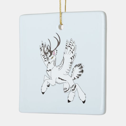 Ellis-Untamed Arctic OC Fantasy Winged Reindeer Keramisch Ornament (Links)