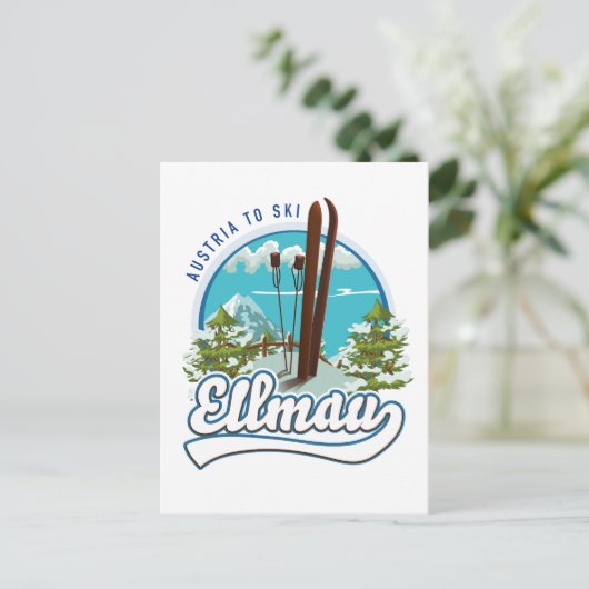 Ellmau Austria to ski logo Briefkaart (Staand voorkant)