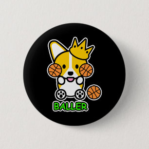 Ello Corgi Baller Basketbal Schattige Welsh Corgi Ronde Button 5,7 Cm