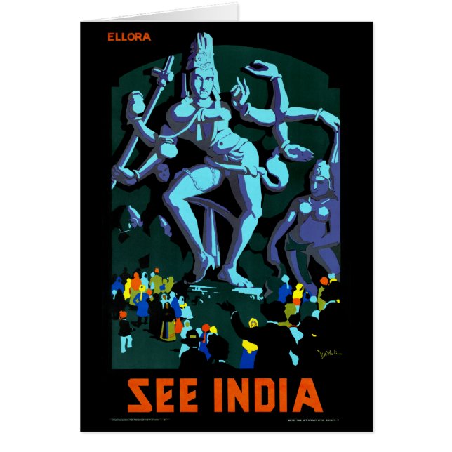Ellora Zie India Vintage Travel Poster teruggezet (Voorkant)