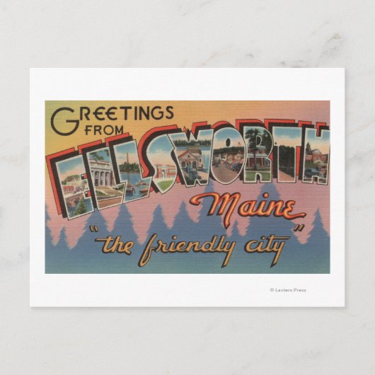 Ellsworth, Maine - Grote Letter-scènes Briefkaart (Voorkant)