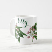  Elly naam  roze bloesem bloemen Koffiemok (Voorkant links)