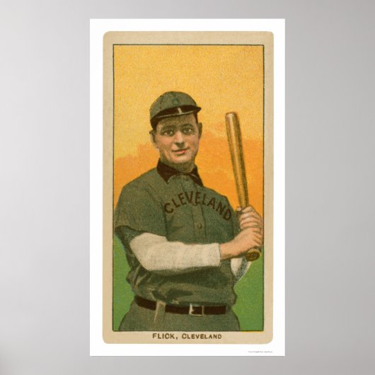 Elmer Flick Baseball Kaart 1909 Poster (Voorkant)