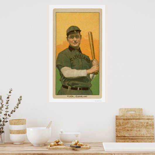 Elmer Flick Baseball Kaart 1909 Poster (Keuken)