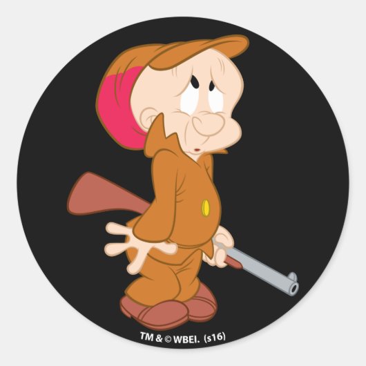 ELMER FUDD™ | Bangangst Houding Ronde Sticker (Voorkant)