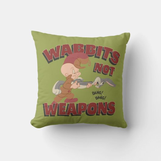 ELMER FUDD™ & BUGS BUNNY™ "Wabbits Niet Wapens" Kussen (Voorkant)