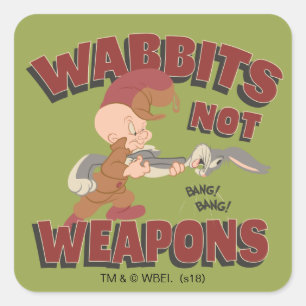 ELMER FUDD™ & BUGS BUNNY™ "Wabbits Niet Wapens" Vierkante Sticker