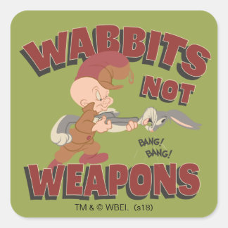 ELMER FUDD™ & BUGS BUNNY™ "Wabbits Niet Wapens" Vierkante Sticker