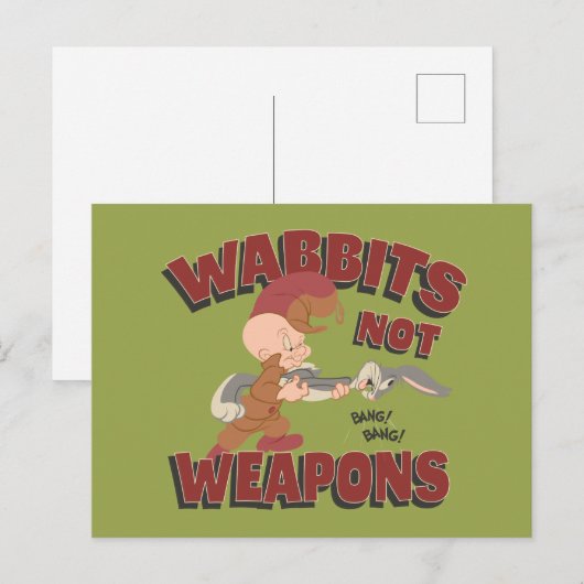 ELMER FUDD™ & BUGS BUNNY™ "Wabbits Not Weapons" Briefkaart (Voorkant / Achterkant)