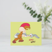 ELMER FUDD™ en BUGS BUNNY™ Briefkaart (Staand voorkant)