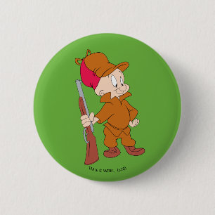 ELMER FUDD™   Met Pistool Ronde Button 5,7 Cm