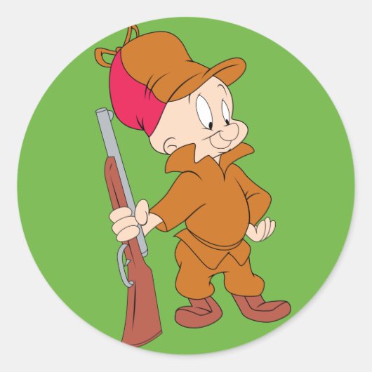 ELMER FUDD™ | Met Pistool Ronde Sticker (Voorkant)