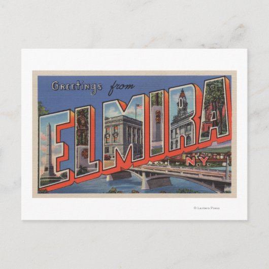 Elmira, New York - grote letterscènes Briefkaart (Voorkant)