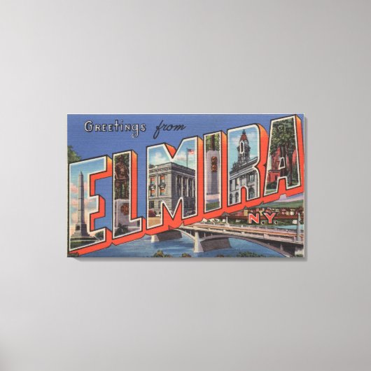 Elmira, New York - grote letterscènes Canvas Afdruk (Voorkant)