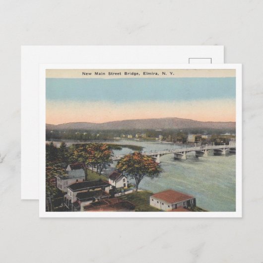 Elmira NY Nieuwe Main St Bridge 1927  stijl Briefkaart (Voorkant / Achterkant)