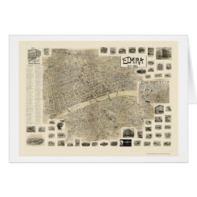 Elmira, NY Panoramic Map - 1901 (Voorkant Horizontaal)