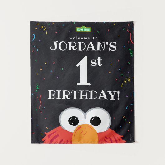 Elmo | 1e verjaardag welkom  wandkleed (Voorkant)
