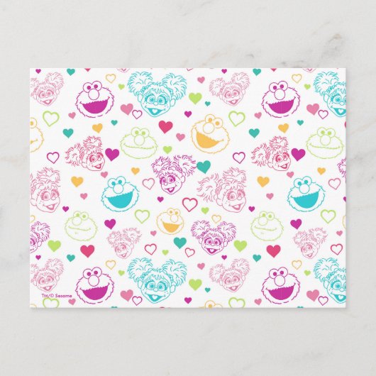 Elmo & Abby Cadabby Valentijn Hearts Pattern Briefkaart (Voorkant)