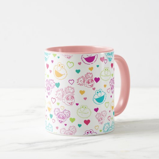 Elmo & Abby Cadabby Valentijn Hearts Pattern Mok (Voorkant rechts)