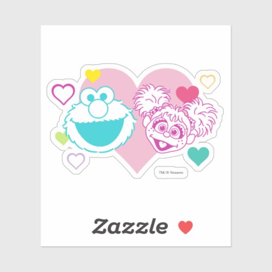 Elmo & Abby Cadabby Valentijn Hearts Pattern Sticker (Vel)
