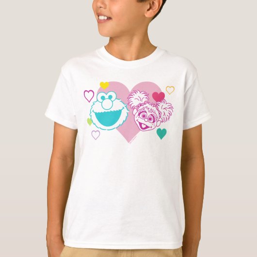 Elmo & Abby Cadabby Valentijn Hearts Pattern T-shirt (Voorkant)