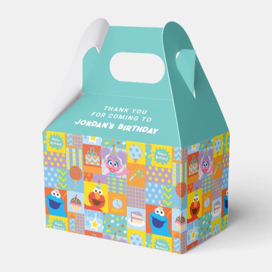 Elmo, Abby en Cookie Monster Birthday Pattern Bedankdoosjes (Achterkant)