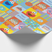 Elmo, Abby en Cookie Monster Birthday Pattern Cadeaupapier (Hoek)