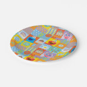 Elmo, Abby en Cookie Monster Birthday Pattern Papieren Bordje (Gekanteld)