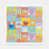 Elmo, Abby en Cookie Monster Birthday Pattern Servet (Voorkant)