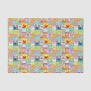 Elmo, Abby en Cookie Monster Birthday Pattern Tissuepapier