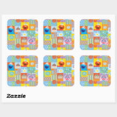 Elmo, Abby en Cookie Monster Birthday Pattern Vierkante Sticker (Vel)