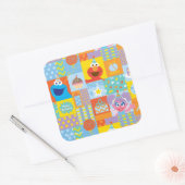 Elmo, Abby en Cookie Monster Birthday Pattern Vierkante Sticker (Envelop)