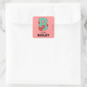 Elmo Alfabet | B Teal Vierkante Sticker (Tas)