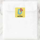 Elmo Alfabet | D Blauw Vierkante Sticker (Tas)