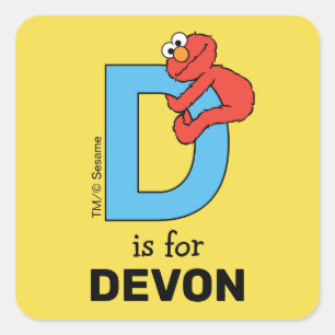 Elmo Alfabet   D Blauw Vierkante Sticker
