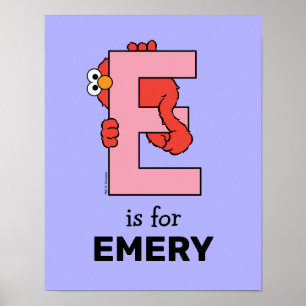 Elmo Alfabet   E Roze Poster