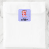 Elmo Alfabet | E Roze Vierkante Sticker (Tas)
