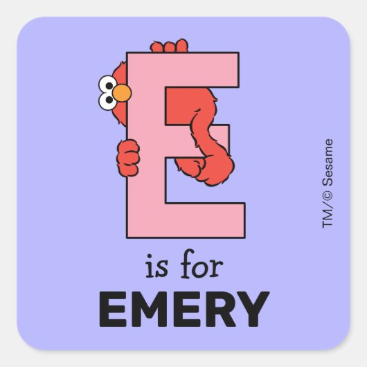 Elmo Alfabet | E Roze Vierkante Sticker (Voorkant)