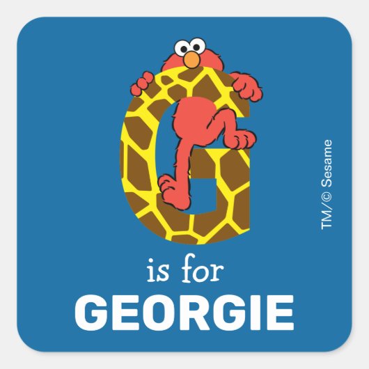 Elmo Alfabet | G Giraffe Vierkante Sticker (Voorkant)